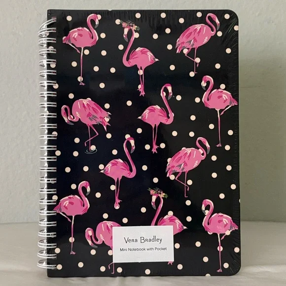 🦩Vera Bradley Pink Flamingo Spiral Notebook with pocket 🦩 NWT 🦩